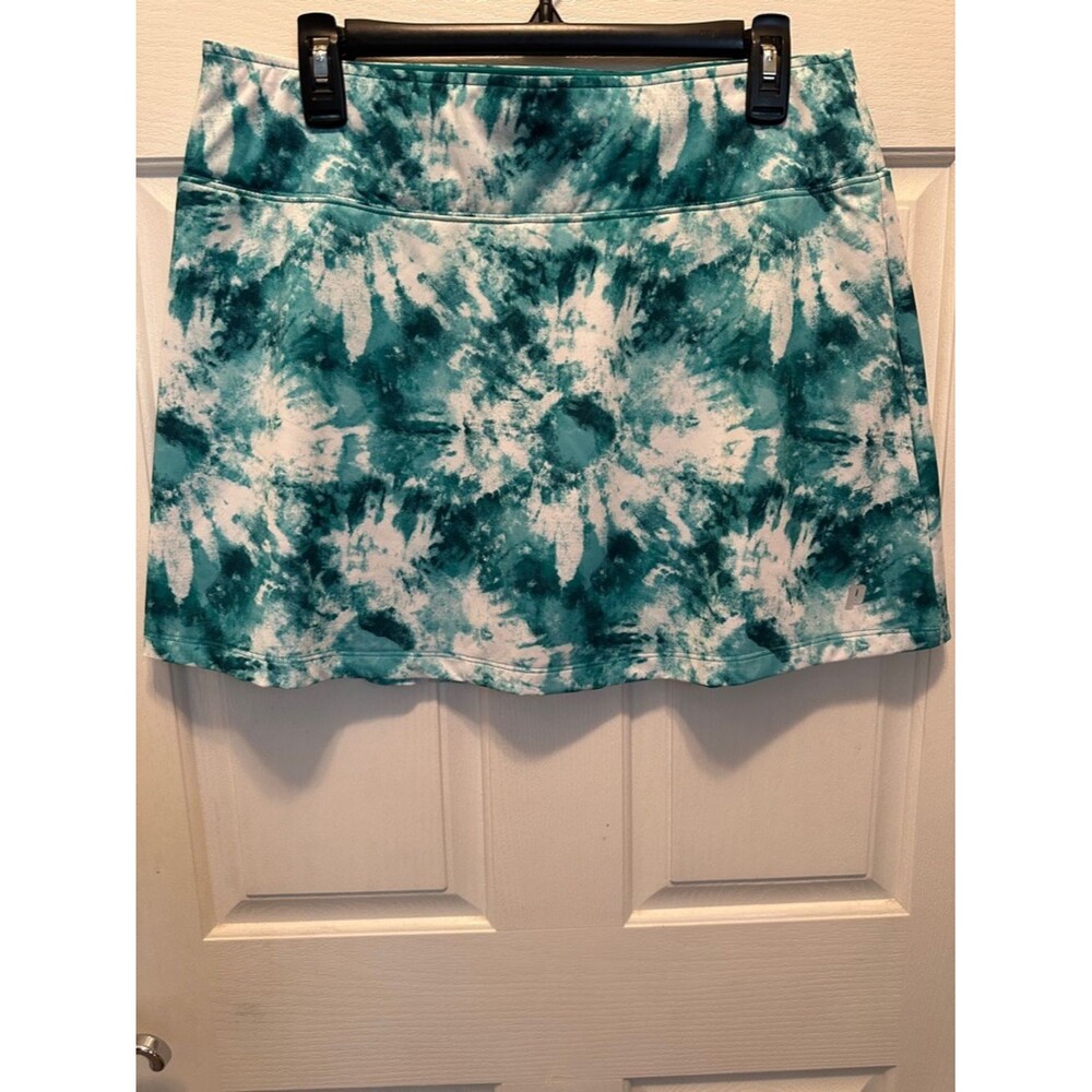Prince Teal and White Tie-Dye Print Mini Skirt/Skort Size Lrg Tennis Pickleball